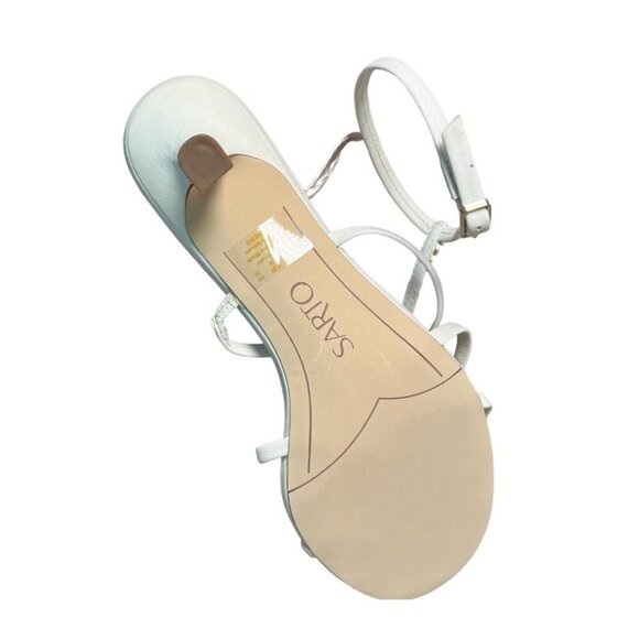 Franco Sarto Womens White Leather Rhinestones Kitten Heel Sandals Sz 8.5 New - Picture 6 of 15